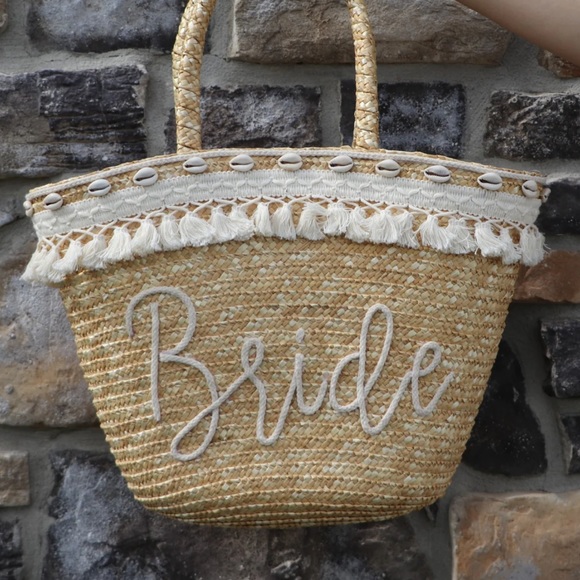 wife her boutique Handbags - NWOT BRIDE Straw Tote White